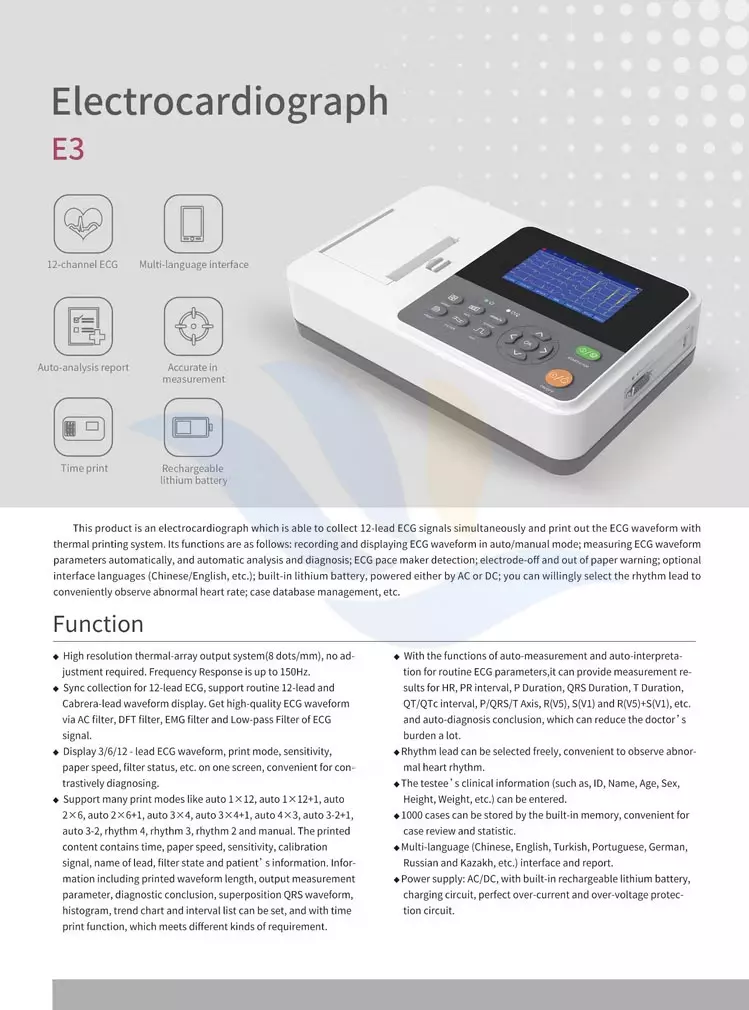 Thông Số Kỹ Thuật Máy Đo Điện Tim Contec E3