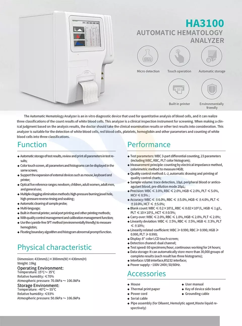 Máy Xét Nghiệm Huyết Học Contec HA3100 - Ảnh 3