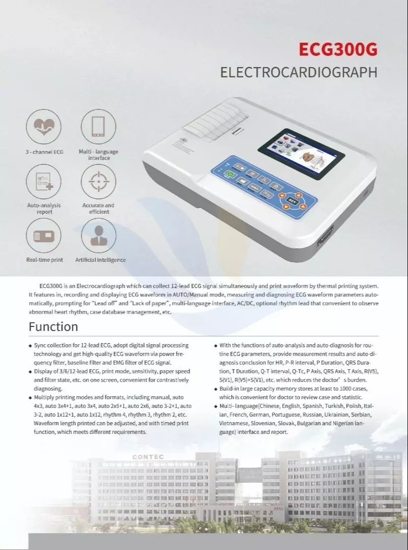 Thông Số Kỹ Thuật Máy Điện Tim 3 Cần Contec ECG300G