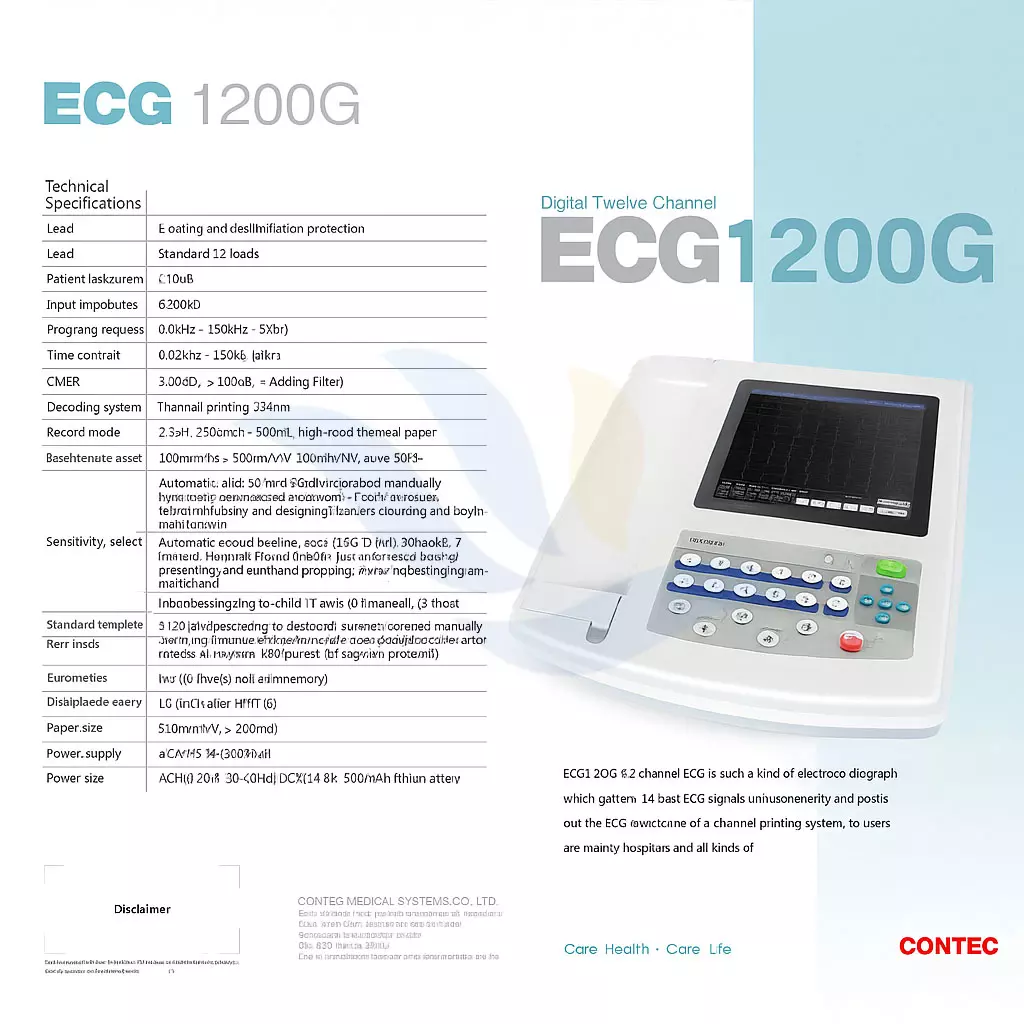 Thông Số Kỹ Thuật Máy Điện Tim 12 Cần Contec ECG1200G