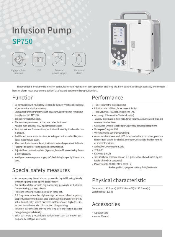 Thông Số Kỹ Thuật Máy Truyền Dịch Contec SP750