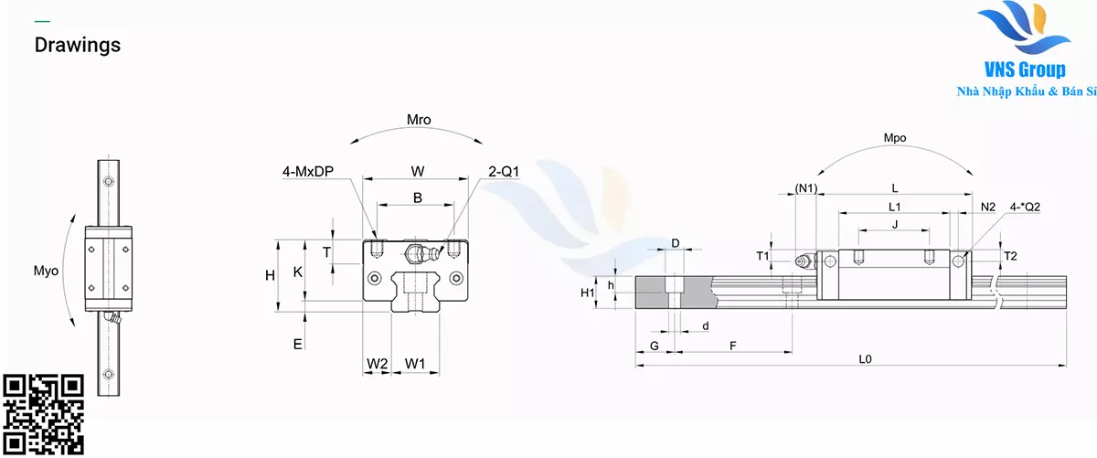 Thông Số Kỷ Thuật Của Con Trượt Vuông SBC - SBI-FLS/FL/FLL