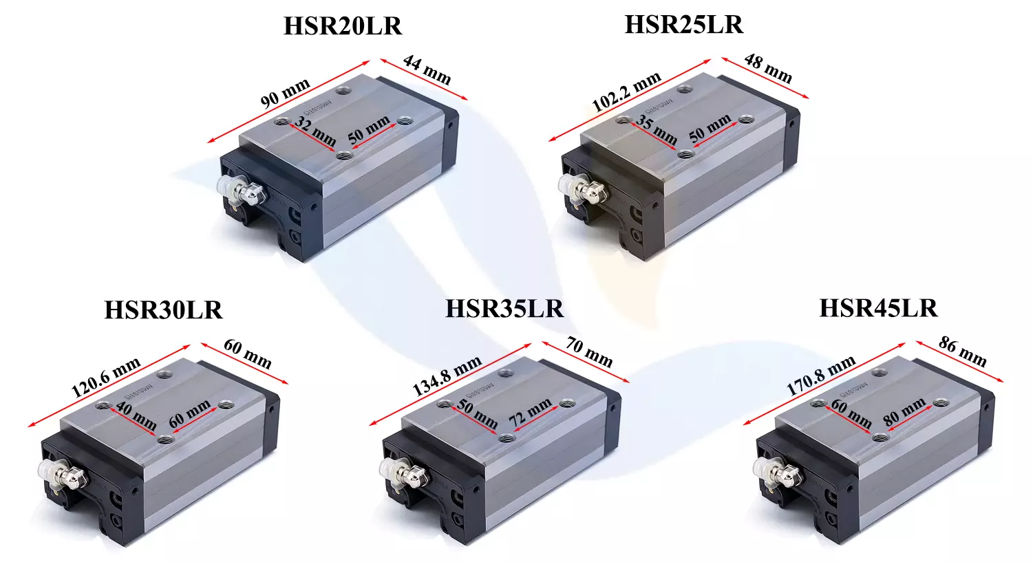 Kích Thước Con Trượt Vuông THK HSR-LR Kích Thước Con Trượt Vuông THK HSR-LR