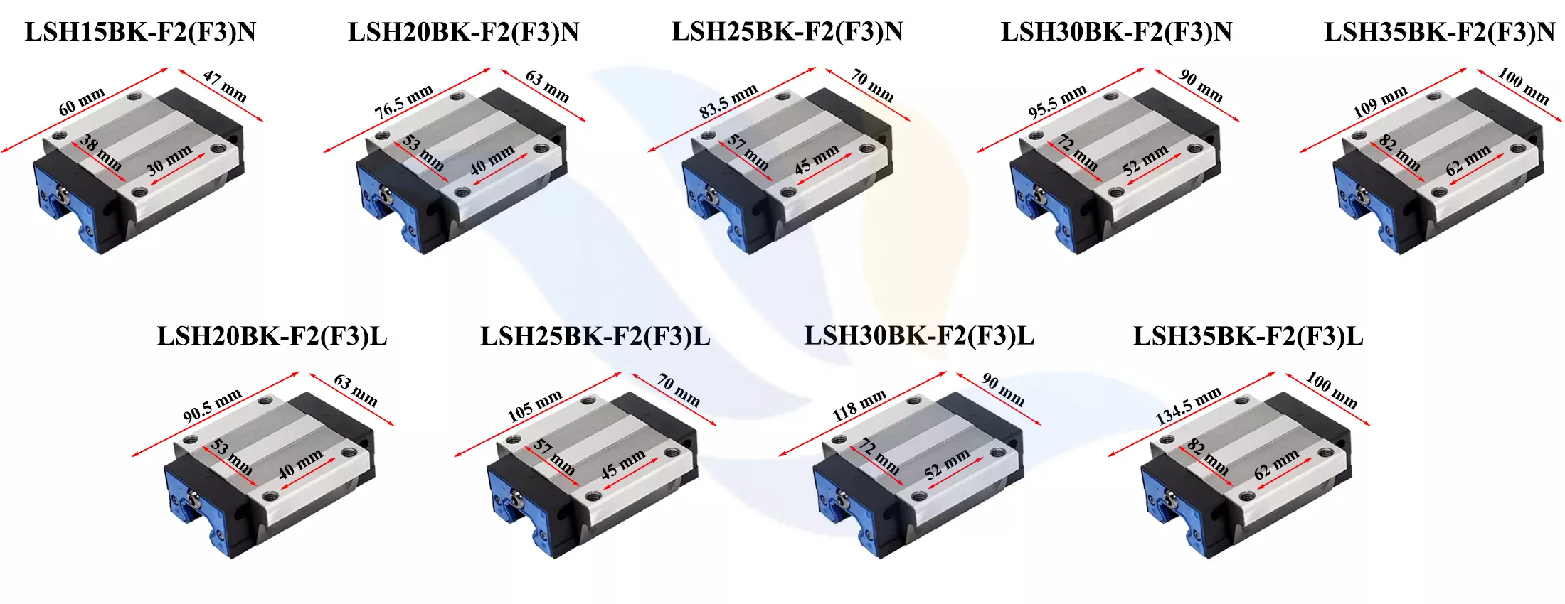 Kích Thước Con Trượt Vuông AIRTAC LSHBK-F3N Kích Thước Con Trượt Vuông AIRTAC LSHBK-F3N