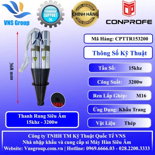 Bộ Máy Hàn Siêu Âm 15khz 3200w Búa Hàn 210mm x 25mm